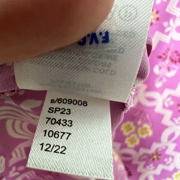 Ann Taylor Tile Print Mini Ruffle Sleeve Top SZ XS Pink White Floral Print - Picture 6 of 6